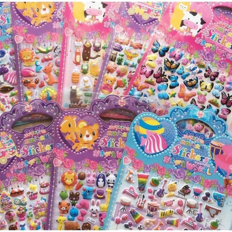 

( BISA COD) GLOSIR Mainan Stiker Timbul Tas Besar Bukan yang kecil 5 pcs dan 10 pcs/ makanan stiker barbie/mainan anak perempuan