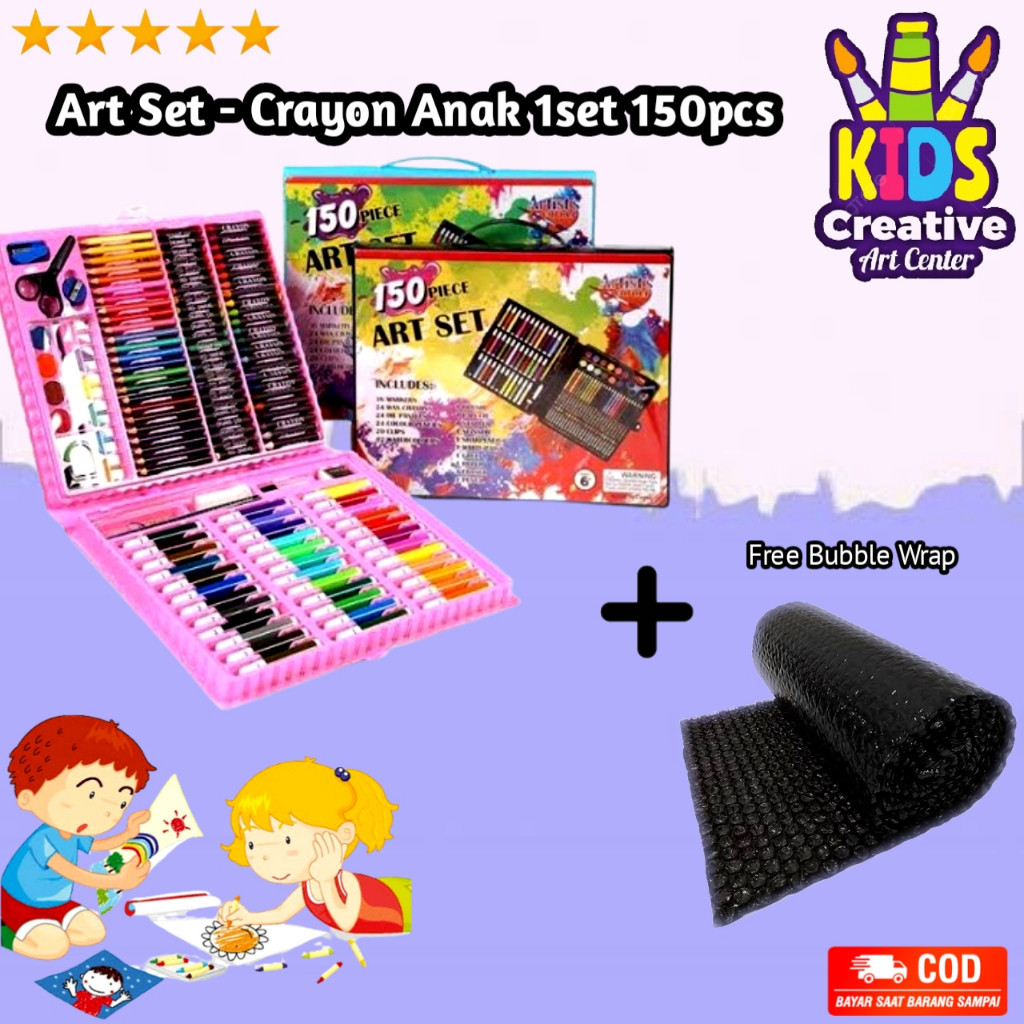 

Crayon Anak Set 150 pcs Set Spidol Alat Menggambar Mewarnai Pensil Krayon Set Art Colouring Free Bubble Wrap / R R