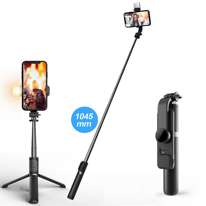Foldable Mini Wireless Bluetooth Selfie Stick Tripod With Fill Light Shutter Remote Control For ipho
