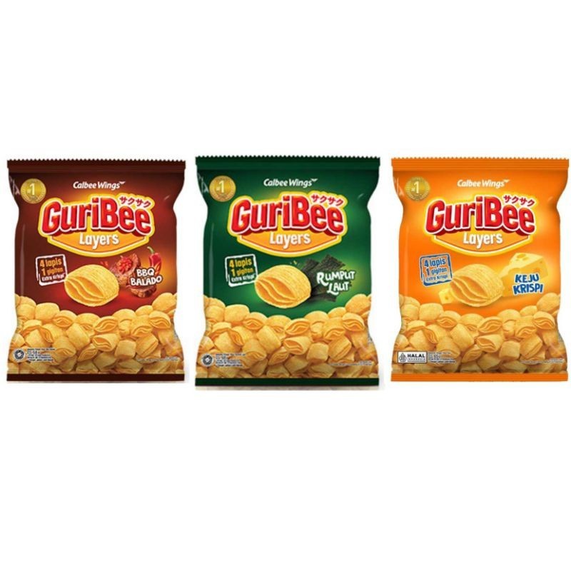 

Guribee layers snack 65 gr | rumput laut bbq balado keju krispi