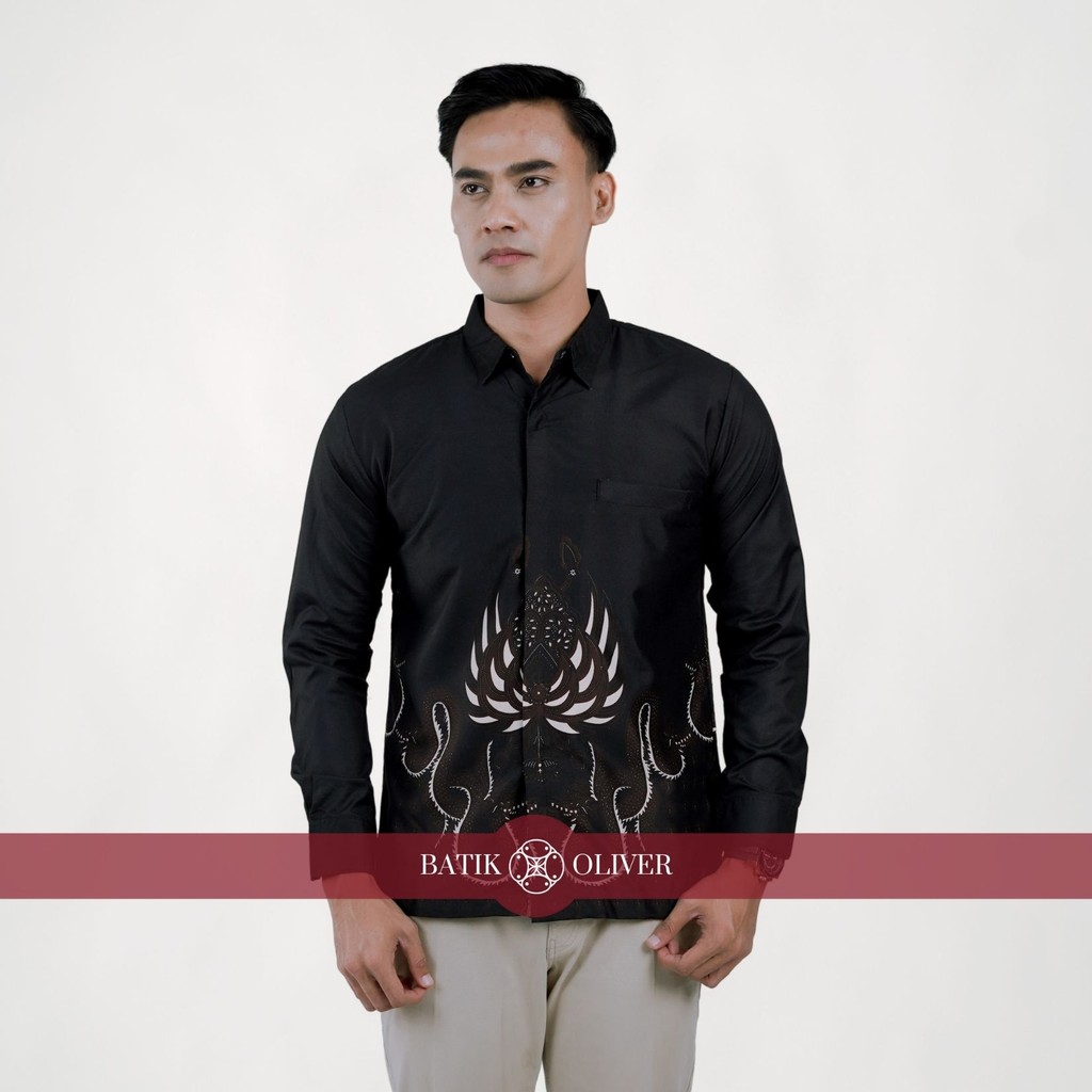 BATIK OLIVER Kemeja Batik Pria Lengan Panjang Premium Motif CAKRA