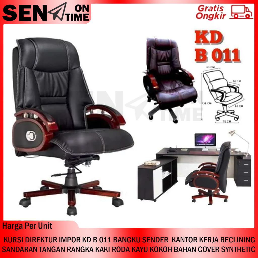 Bangku Sender Kantor Kerja Kursi Direktur Impor KD B 011 Reclining Sandaran Tangan Rangka Kaki Roda 