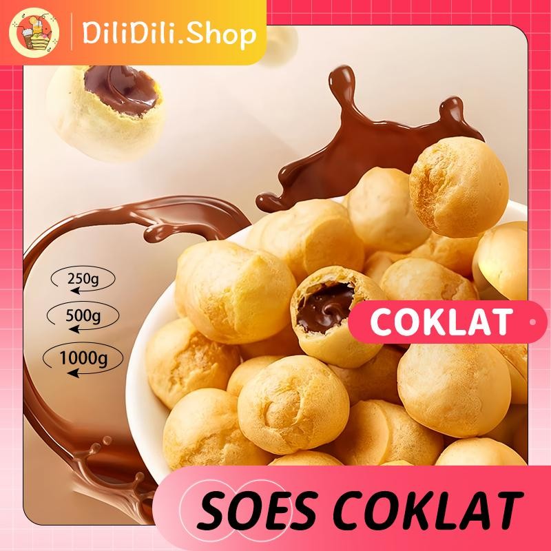 

COD Soes Coklat Cokelat/strawberry/ 500g/1kg /Update kemasanterbaru / merekbaru/Malona/ mix rasa/halal Kue Sus Kering Isi soes coklat lumer 1 kgr Enak Murah （Cemilan keluarga, cocok untuk dewasa dan anak-anak） Chocolate Food Makanan Snack Manis