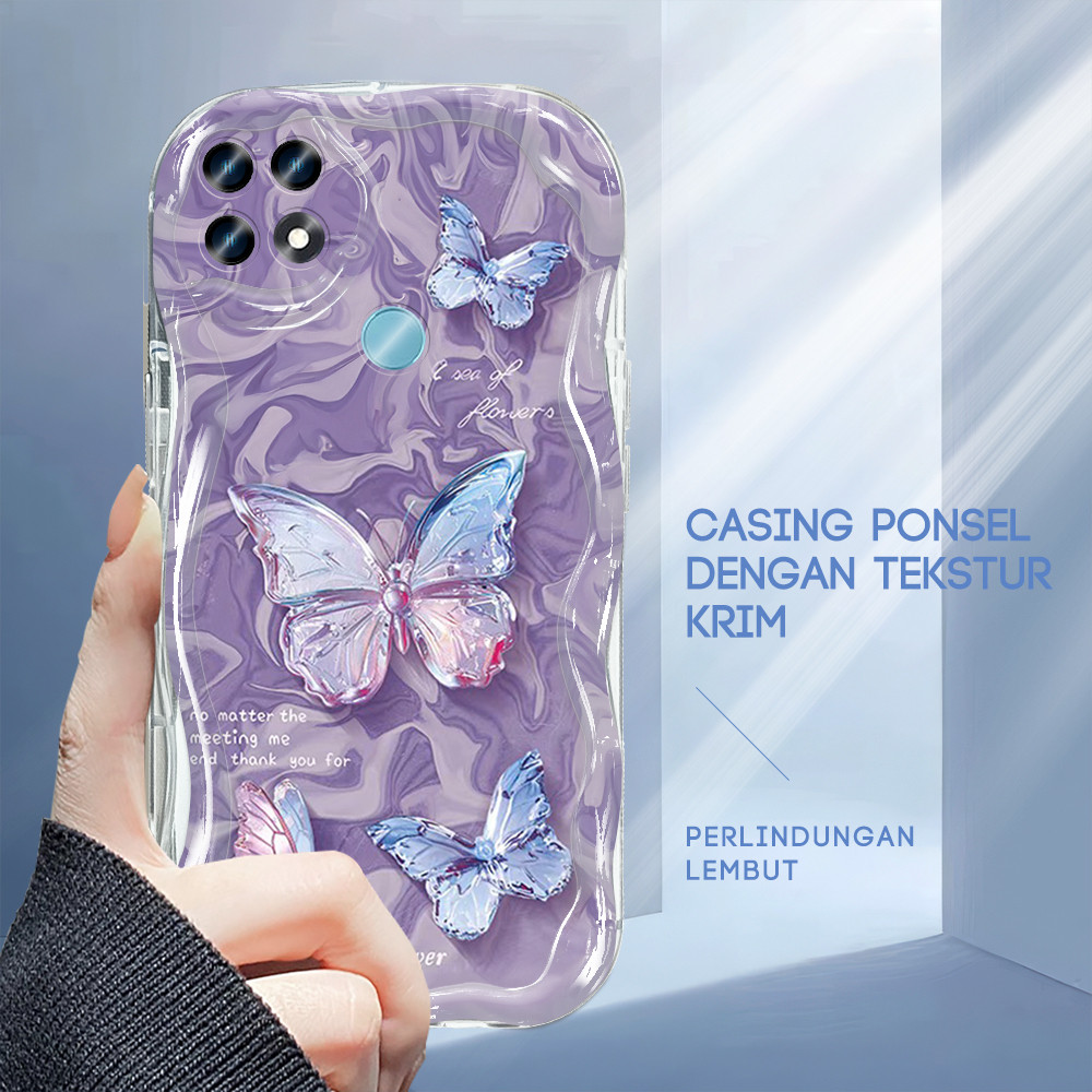 Casing Hp Untuk OPPO A15 A15S Softcase Diamond Butterfly Phone Case Soft Cassing Cream Kesing