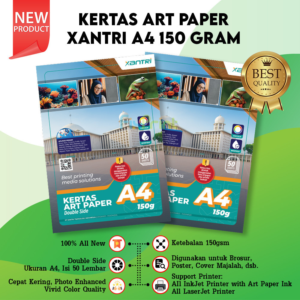 Kertas Photo Paper A5 A4 Kertas Art Paper 120gsm 150gsm 210gsm Double Side Photo Paper Kertas Art Ka