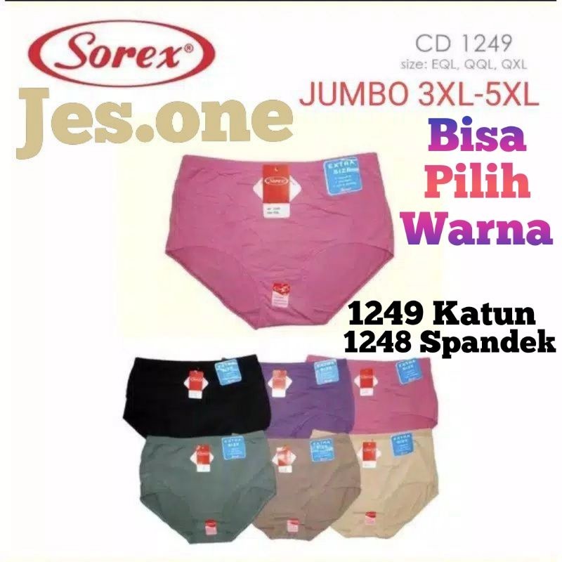 3 PCS | BIG SIZE / SOREX 1248 dan 1249/ CELANA DALAM WANITA SOREX / QQL / JUMBO / CD