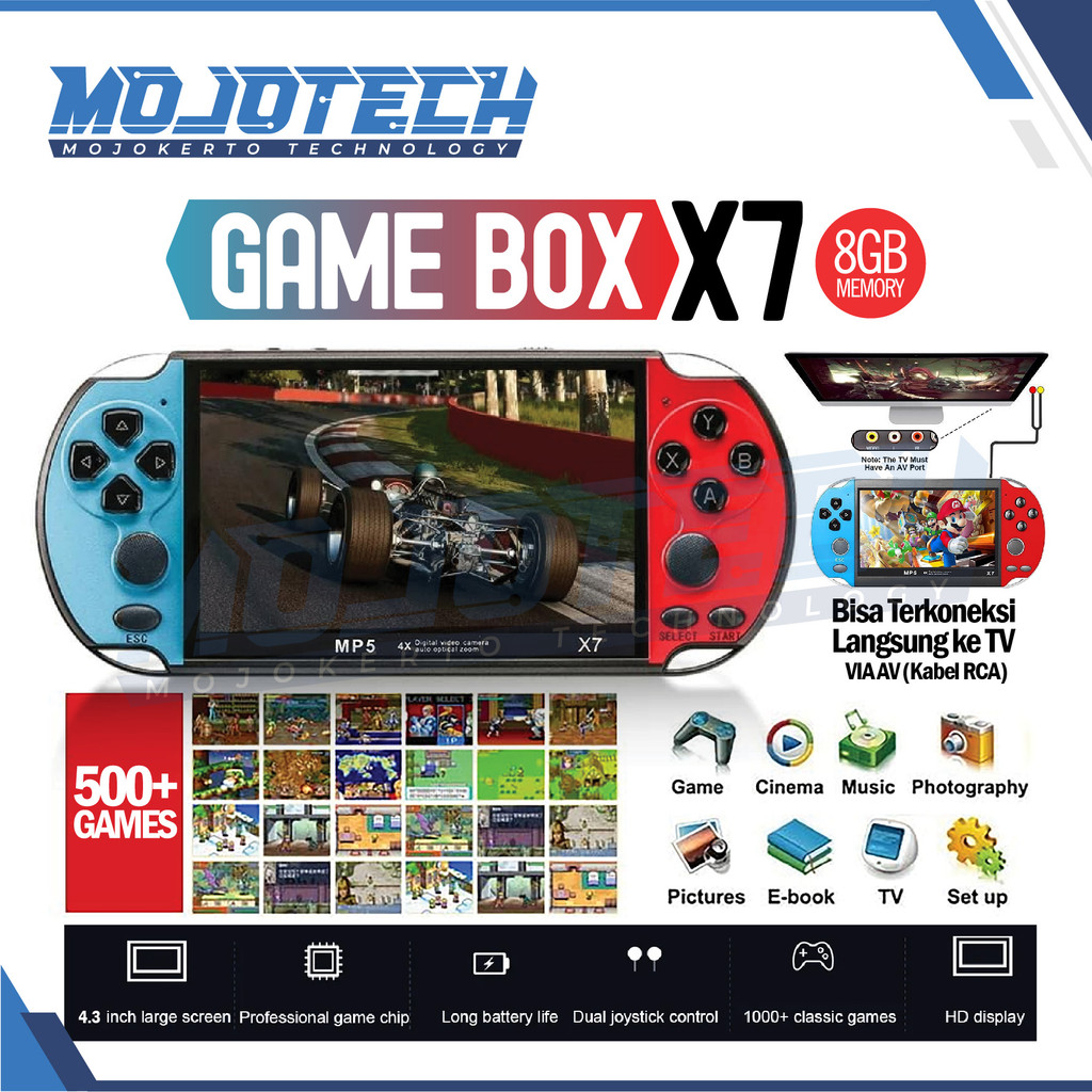 Game Box X7 Enhanced Edition Gameboy Psp X7 Handheld Console 5.000+ Games 4.3Inch Mp5 Music Video