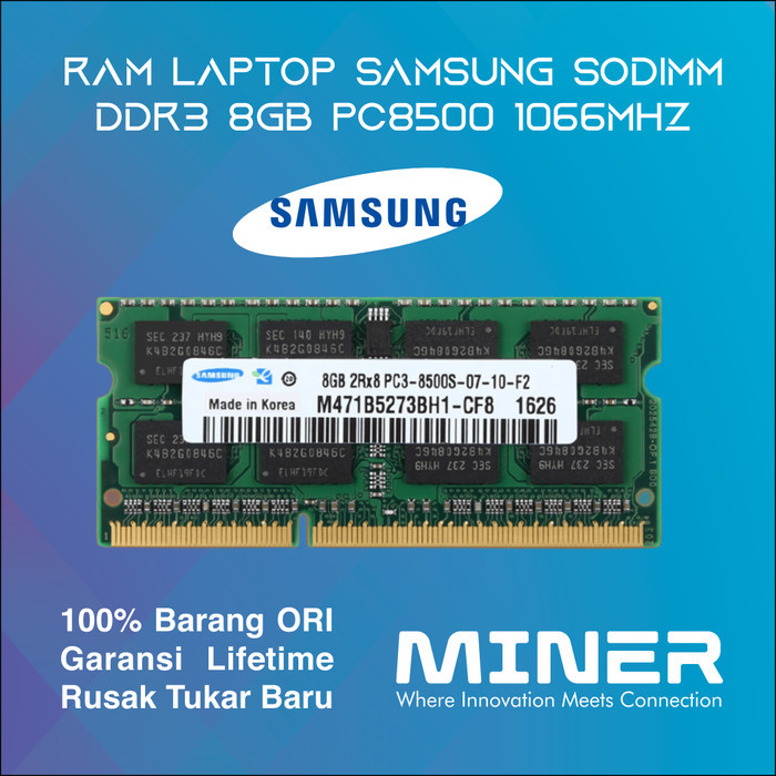 Memory RAM Laptop SODIMM DDR3 8GB PC8500 1066Mhz