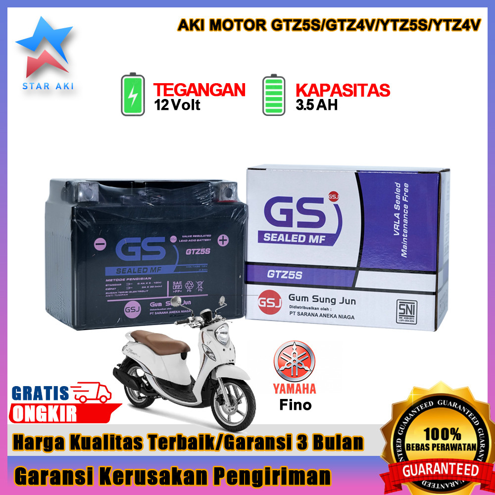 Aki Motor Yamaha Fino Aki Kering Accu Kering MF GTZ5S