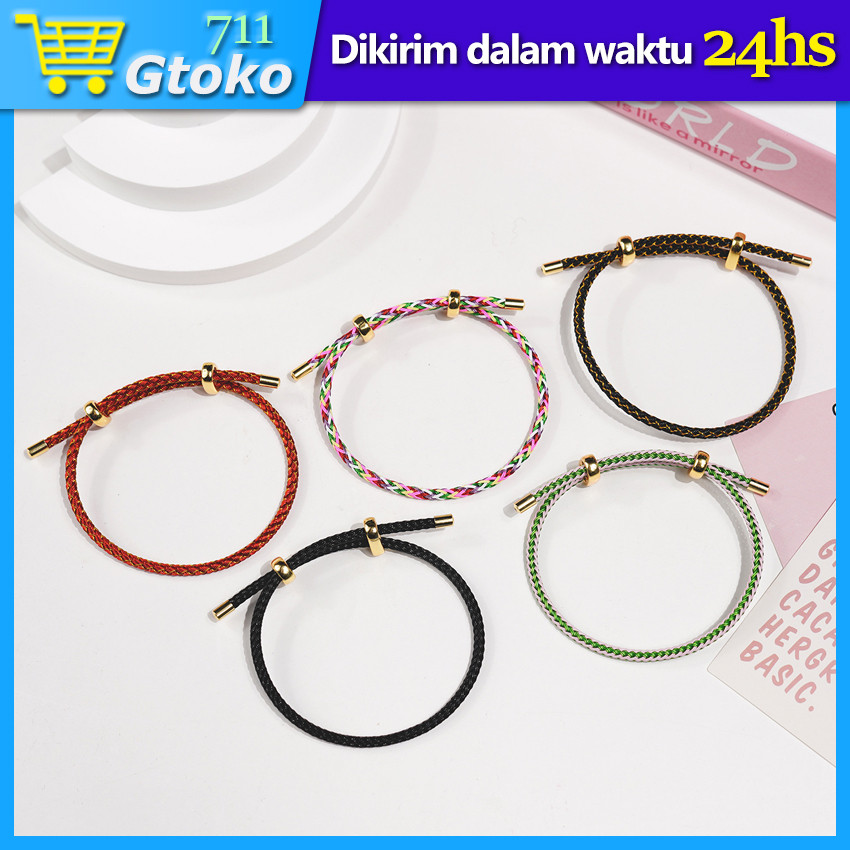 Gelang Tali Kawat Anti Air Waterproof Untuk Charm Liontin Huruf Emas Gelang Couple Pria Wanita