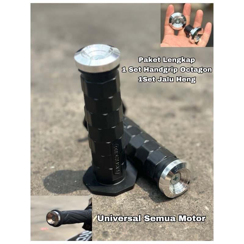 PROMO Paket Lengkap Grip Dayt*na Octagon + Jalu Stang Heng Kiri Kanan Universal Motor Matic bebek Va