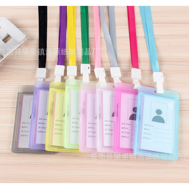 

NAME TAG ID Card / LANYARD Gantungan Kartu Nama Plastik VertiKal Polos Warna Warni Tanda Pengenal Bening Horizontal