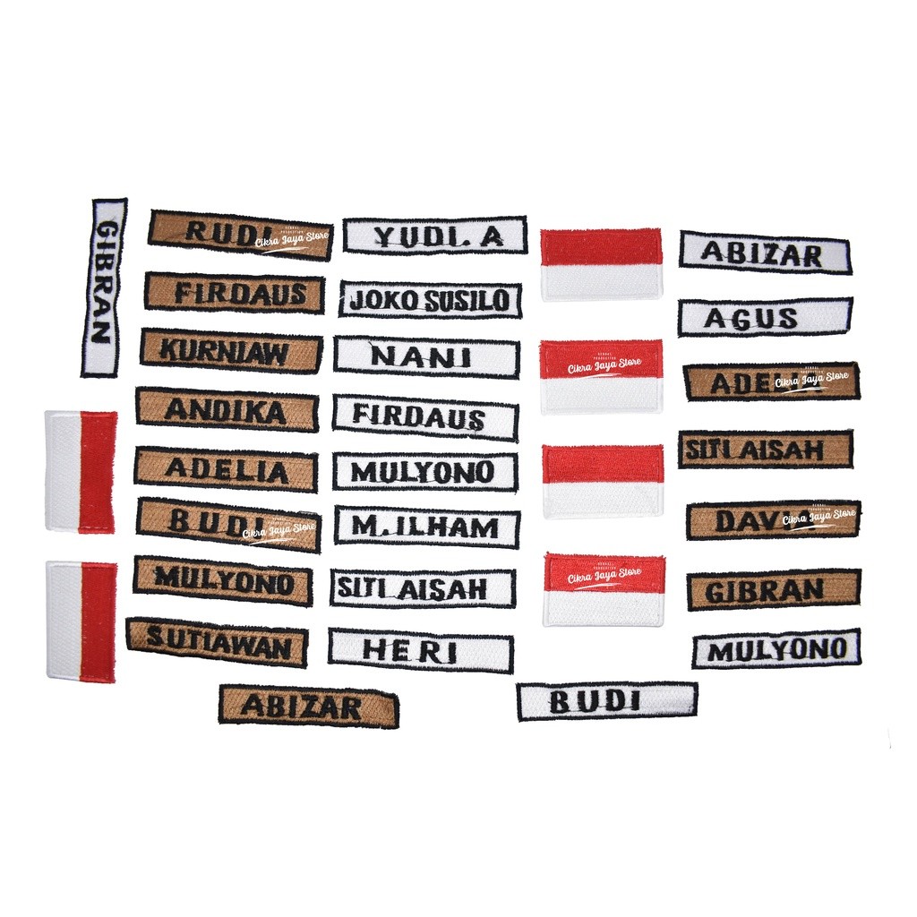 

Bordir Bet Nama // Name Tag // Nama Dada // Papan Nama Bebas Request //Mak 12 Huruf