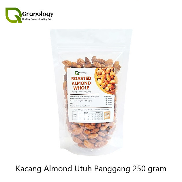 

Kacang Almond Utuh Oven / Roasted Whole Almond (250 gram) by Granology