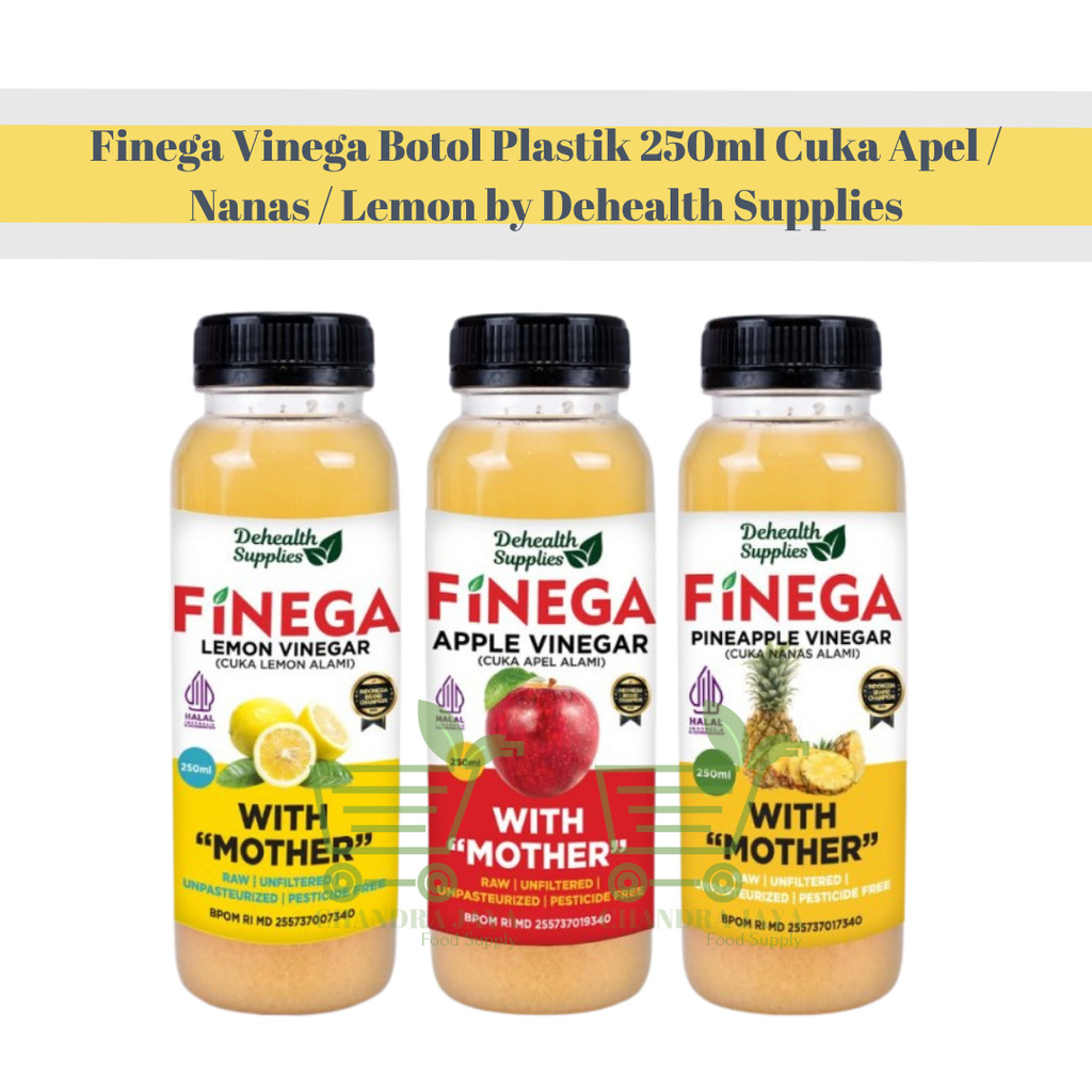 

Finega Vinega Botol Plastik 250ml Cuka Apel / Nanas / Lemon by Dehealth Supplies