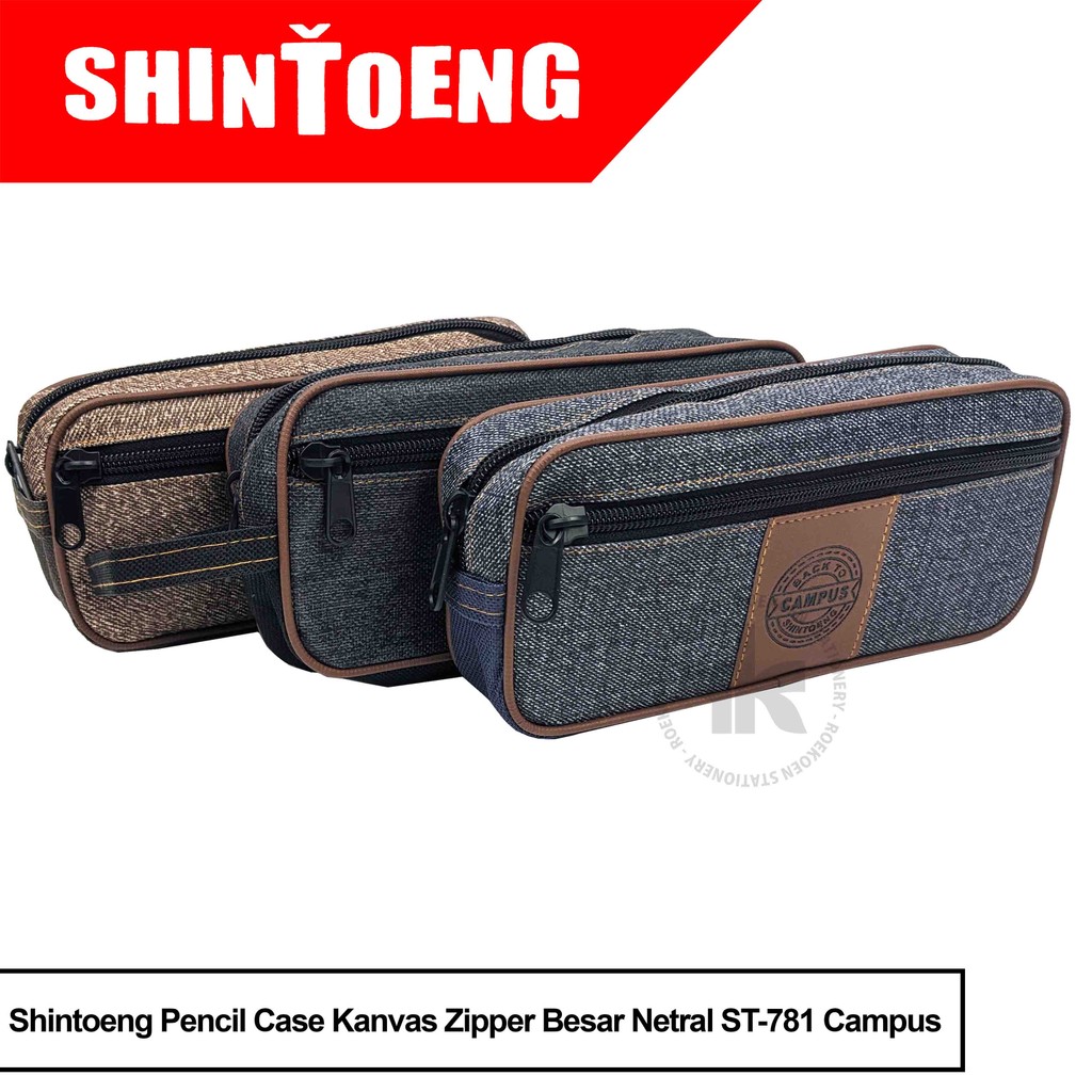 

Shintoeng Pencil Case Kanvas Zipper Besar Netral ST-781 Campus