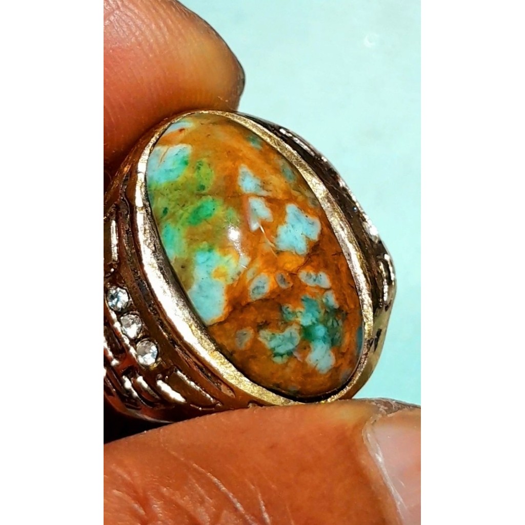 Natural Pirus Hubei multicolour ring perak kode01