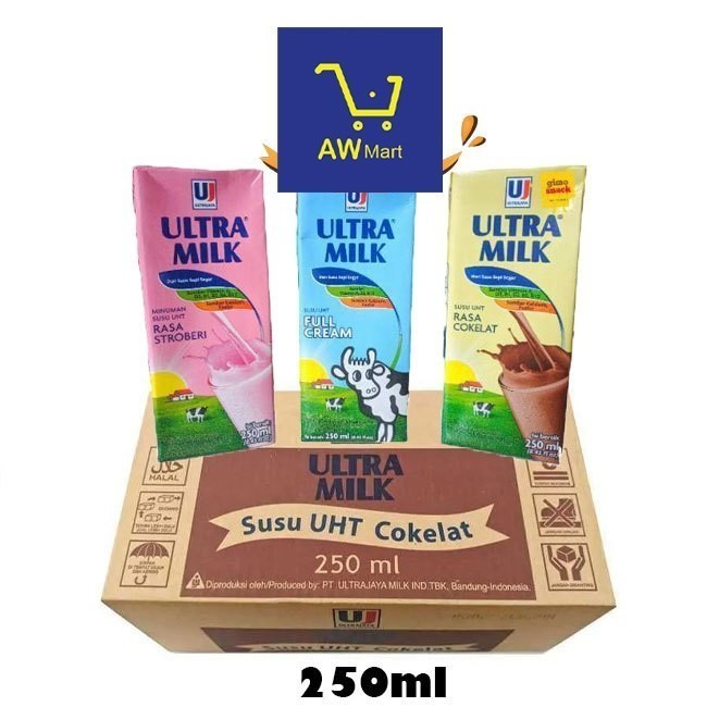 

SUSU ULTRA 250ML UHT 1 DUS ISI 24 COKELAT/STRAWBERRY/FULLCREAM/KARAMEL/TARO / ULTRA JAYA SUSU