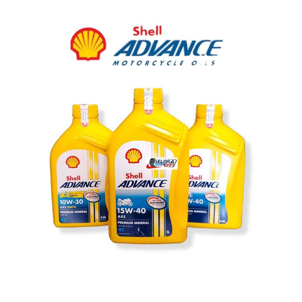 paket hemat isi 3 oli shell ax5 advance kuning 0.8 liter dan 1 liter original oli motor oli shell oi