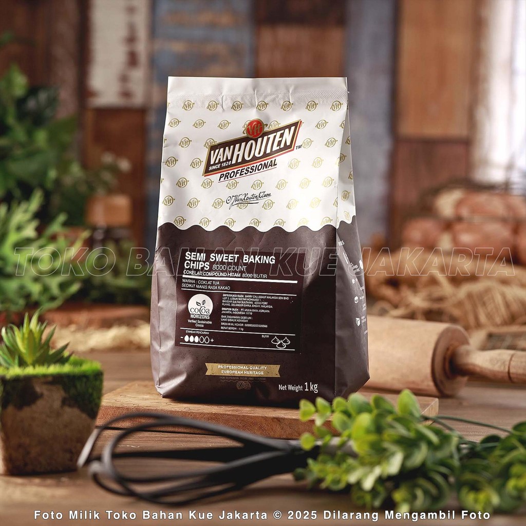 

Van Houten - Semi Sweet Baking Chips 1kg ASLI Topping Choco Chip Compound Toping Chocochips