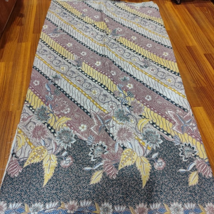 kain batik dobby motif pesisiran parang warna soft natural kuning muda