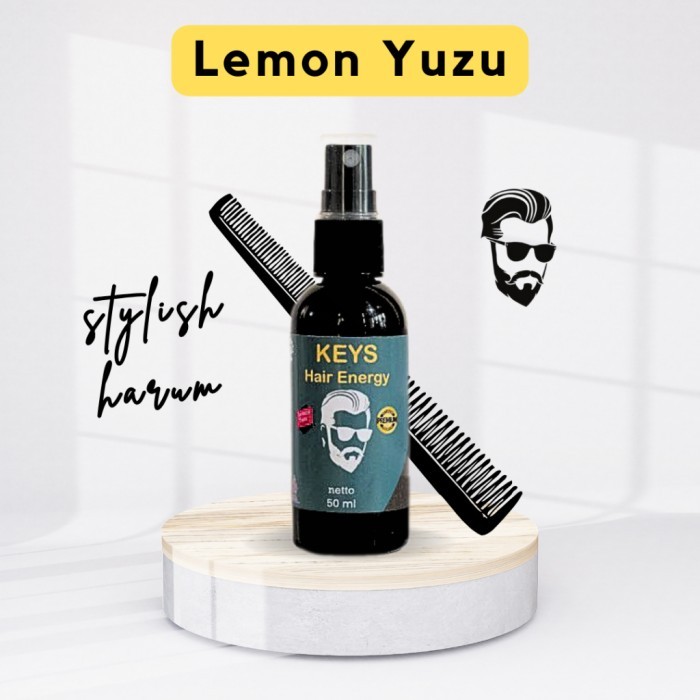 Keys Hair Energy Lemon Yuzu Minyak Rambut Pria Original - Hair Pomade Spray Minyak Kemiri