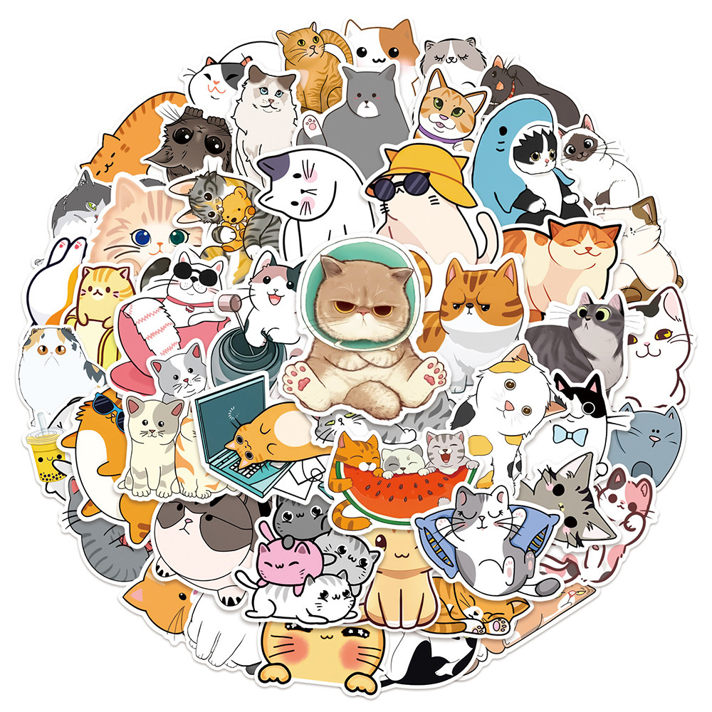 

10/30/50pcs Kawaii Cat Kitty Stickers Cute Animal Decals Kids Toys Scrapbook Laptop Phone Stationary Guitar Suitcase Car Sticker