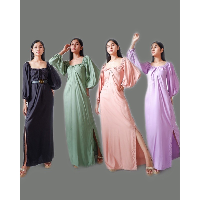( CASANDRA ) long dress sabrina lengn panjang / daster bumil