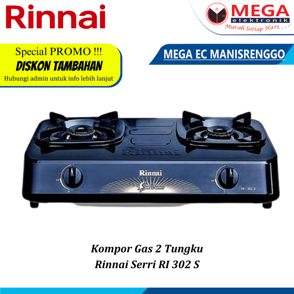 KOMPOR GAS 2 TUNGKU RINNAI SERRI 302 S / Rinnai RI-302 S