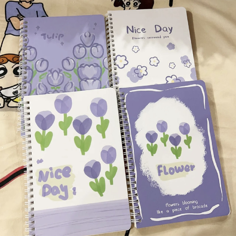 

New Hot A5 Tulip Loose-leaf Book Ins Style Exquisite Notebook Cute Hand Ledger Cores Reusable Notepad Horizontal Line Notebook