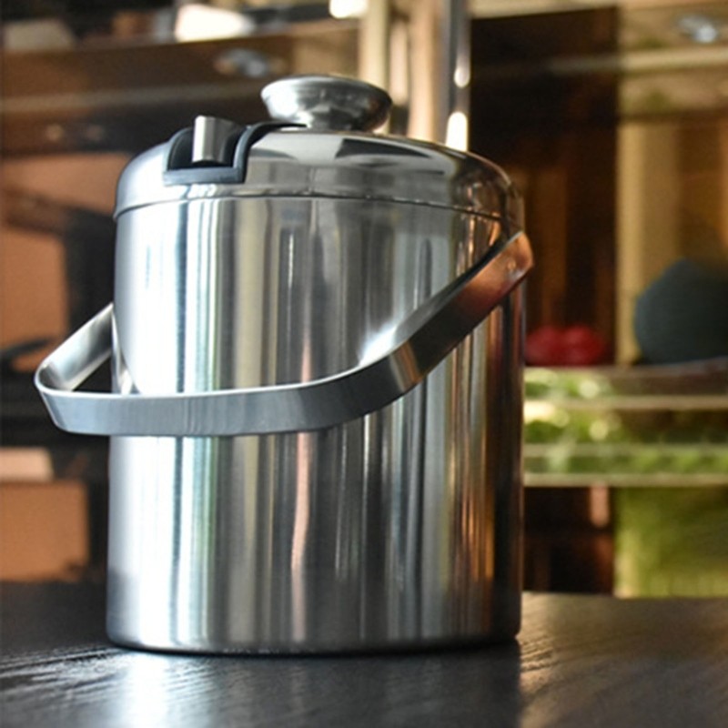 

Portable Double-Wall 1.3L Ice Bucket Stainless Steel Ice Container For Wine Drinking Beer Cooler Ice Tongs Clip Party Bar Supply