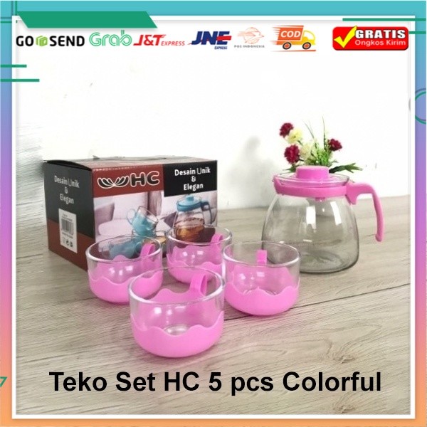HC Teapot Set 5 Pcs / Teko set / Teko kaca / Cangkir kopi / Teapot Desain Unik dan Elegan