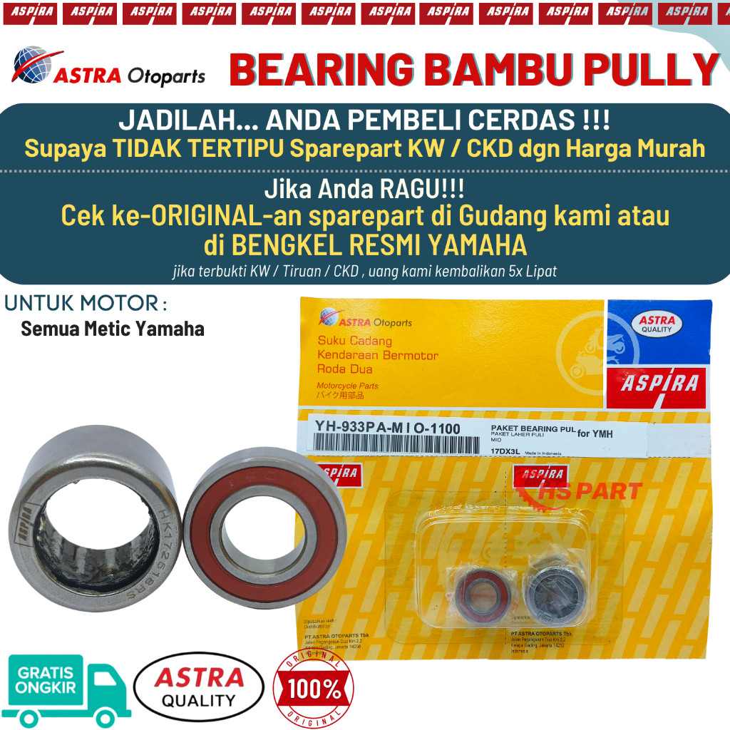 Bearing Laher Lahar Bambu Pulley Pully Mio Sporty Smile Soul Fino Karbu Mio J GT Soul GT Fino Fi Mio