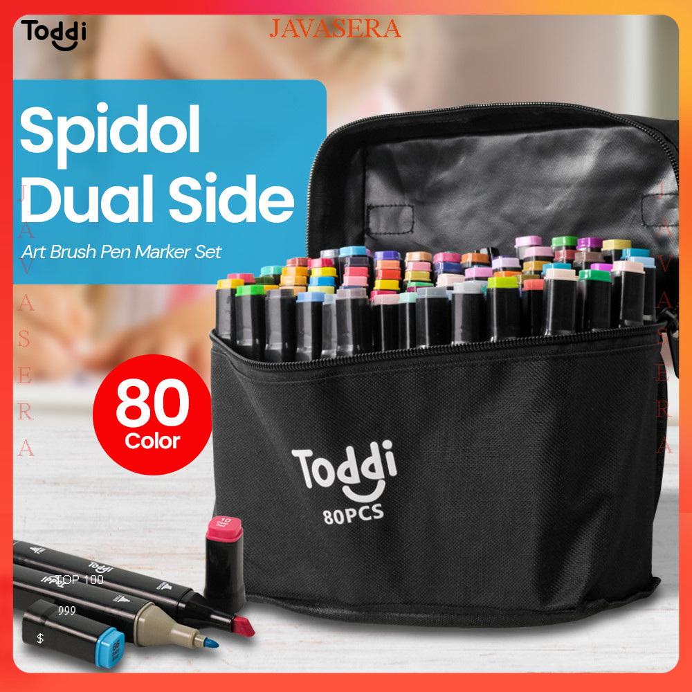 

Toddi Spidol Dual Side Fine Art Brush Pen Art Marker Set 80 Color - HL270 - Black - 7CTH4LBK