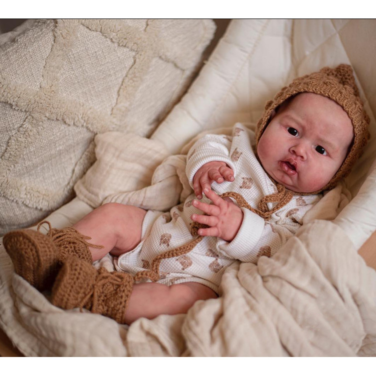 NPK 24Inch Reborn Baby Doll Blue Sparrow Toddler Newborn Doll Lifelike Soft Touch 3D Skin Art Doll w