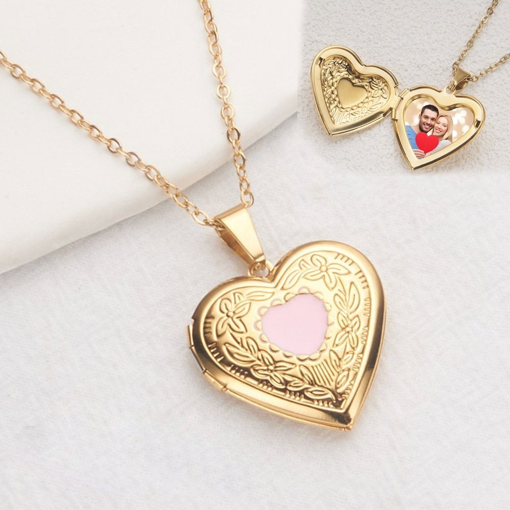 Openable Photo Picture Locket Necklace DIY Necklace  Heart Locket Necklace Friendship Necklace