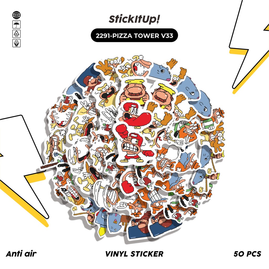 

COD✨ 50 Pcs Sticker Pack PIZZA TOWER 33 Lucu Aesthetic Vynil Waterproof untuk Freebies Sticker Buku Journal Casing HP Laptop