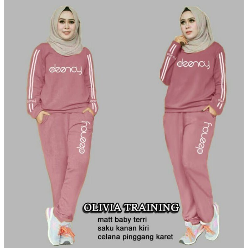 EFO - Setelan Training Olivia Olahraga M L XL XXL 3XL Setelan Olahraga Training Wanita Jumbo