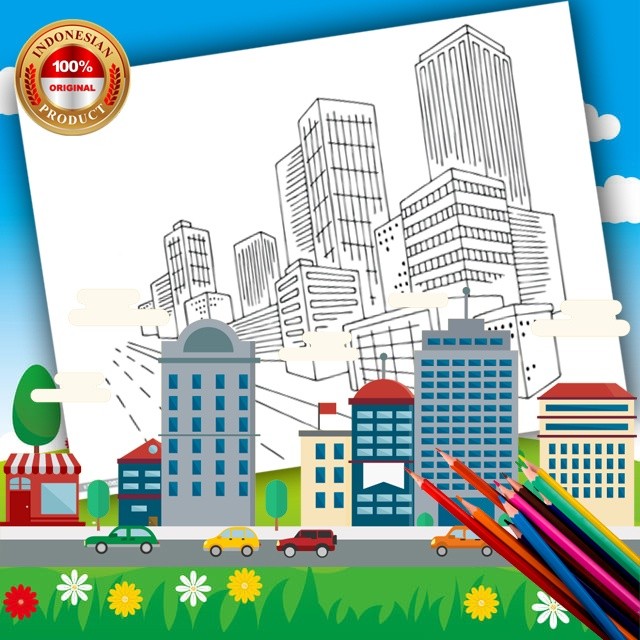 

Gambar Sketsa Mewarnai ~ GEDUNG BANGUNAN/ Seketsa Lukis / Drawing Sketch / Menggambar A4 (Bukan Buku) ANAK TK PAUD Bahan Nyaman