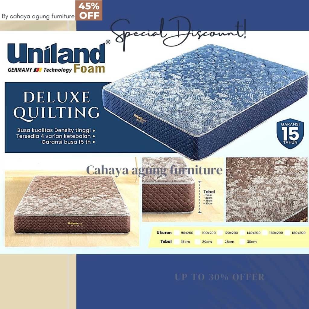 Kasur matras Busa Uniland Foam Deluxe Quilting Tebal 25 cm
