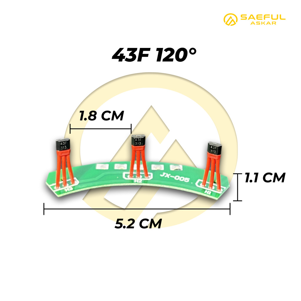 Papan PCB Hall Sensor 43F 120° Magnet Motor E-Bike Sepeda 3 Roda Tiga Listrik