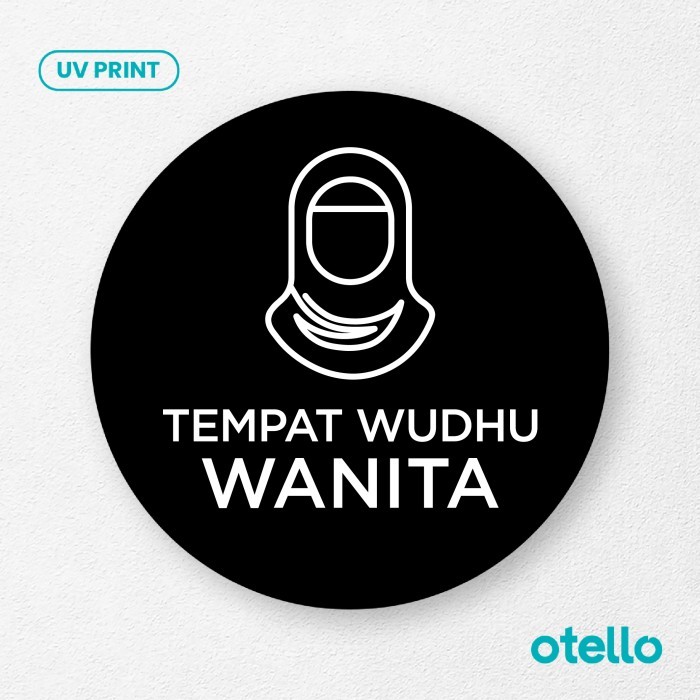 

Tempat Wudhu Wanita Signage Acrylic Sign Board Akrilik Papan Label - Bulat Hitam, 15 cm