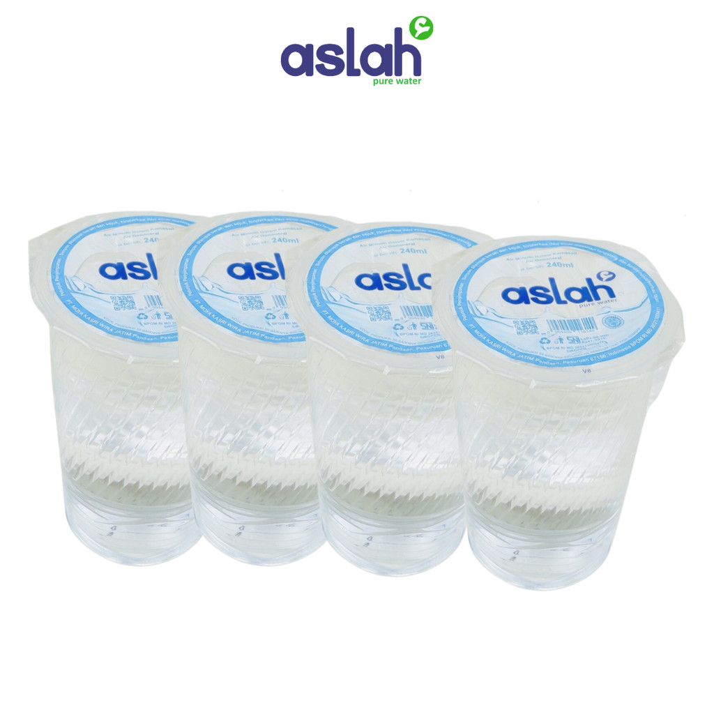 Aslah - Air Mineral Kemasan Gelas 220ml (4 Gelas)