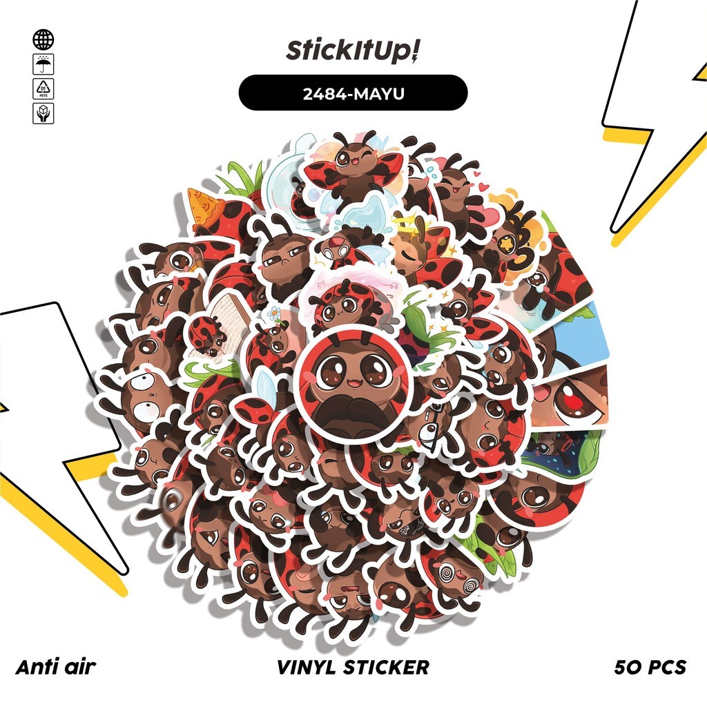 

COD✨ 50 Pcs Stiker FUNNY CHARACTER MAYUSHA THE CUTE LADYBUG STICKER PACK Lucu Anti Air Untuk Dekorasi Notebook Sepeda Skateboard Handphone DIY