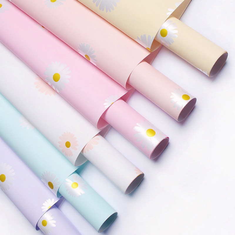 

[ 5 LEMBAR ] Kertas Bunga Cellophane Warna Motif Bunga Daisy Paper Flower Wrapping Paper Kertas Buket Bunga AO