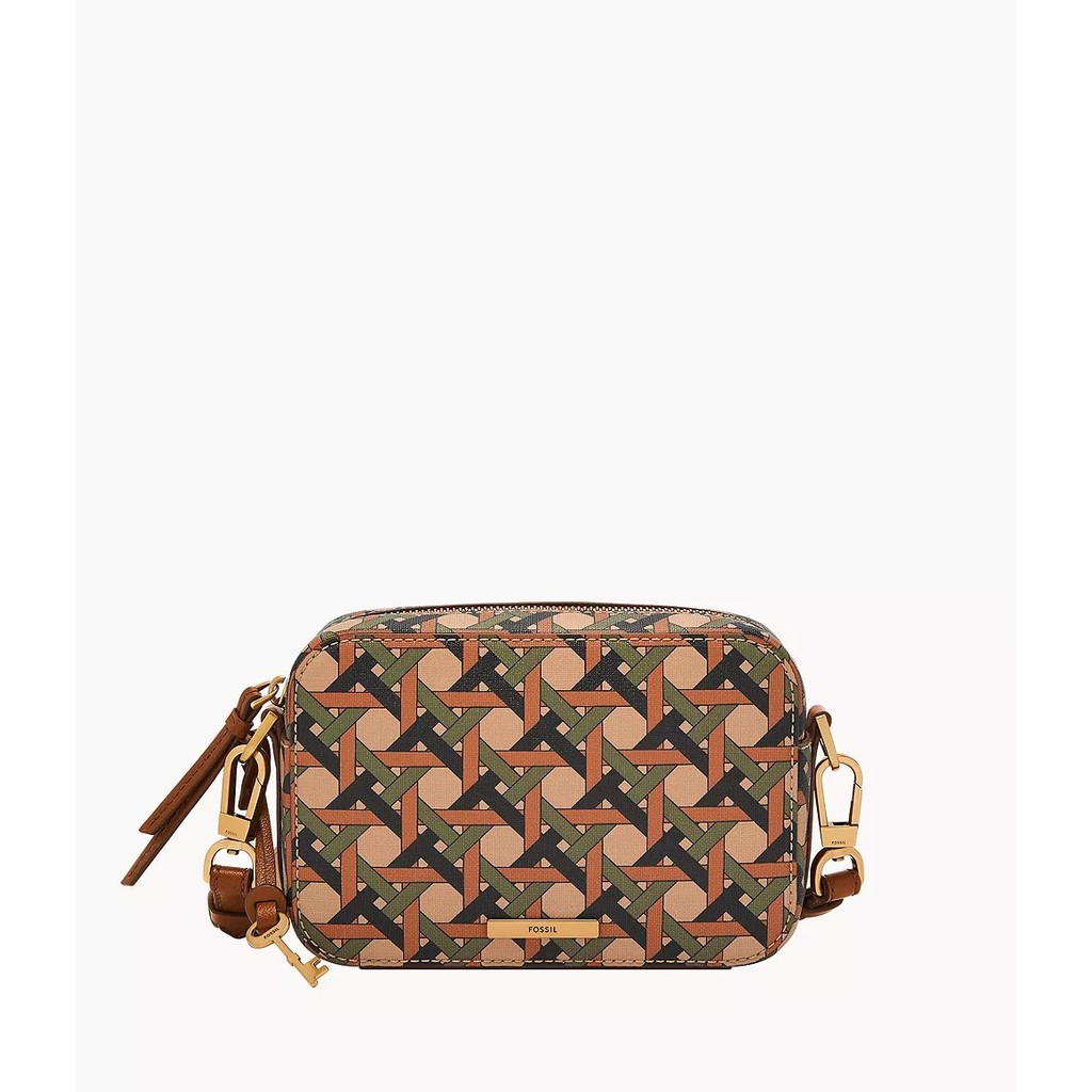 Fossil Bryce Small Green Multi Stripe Tas Selempang Wanita SHB3215-341
