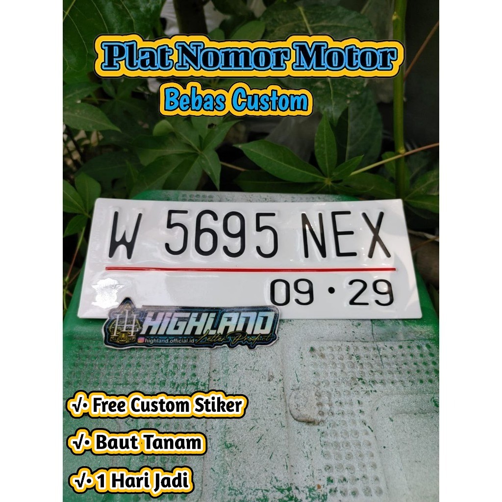 plat motor Warna putih stiker Hitam/Baut Tanam/Proses cepat