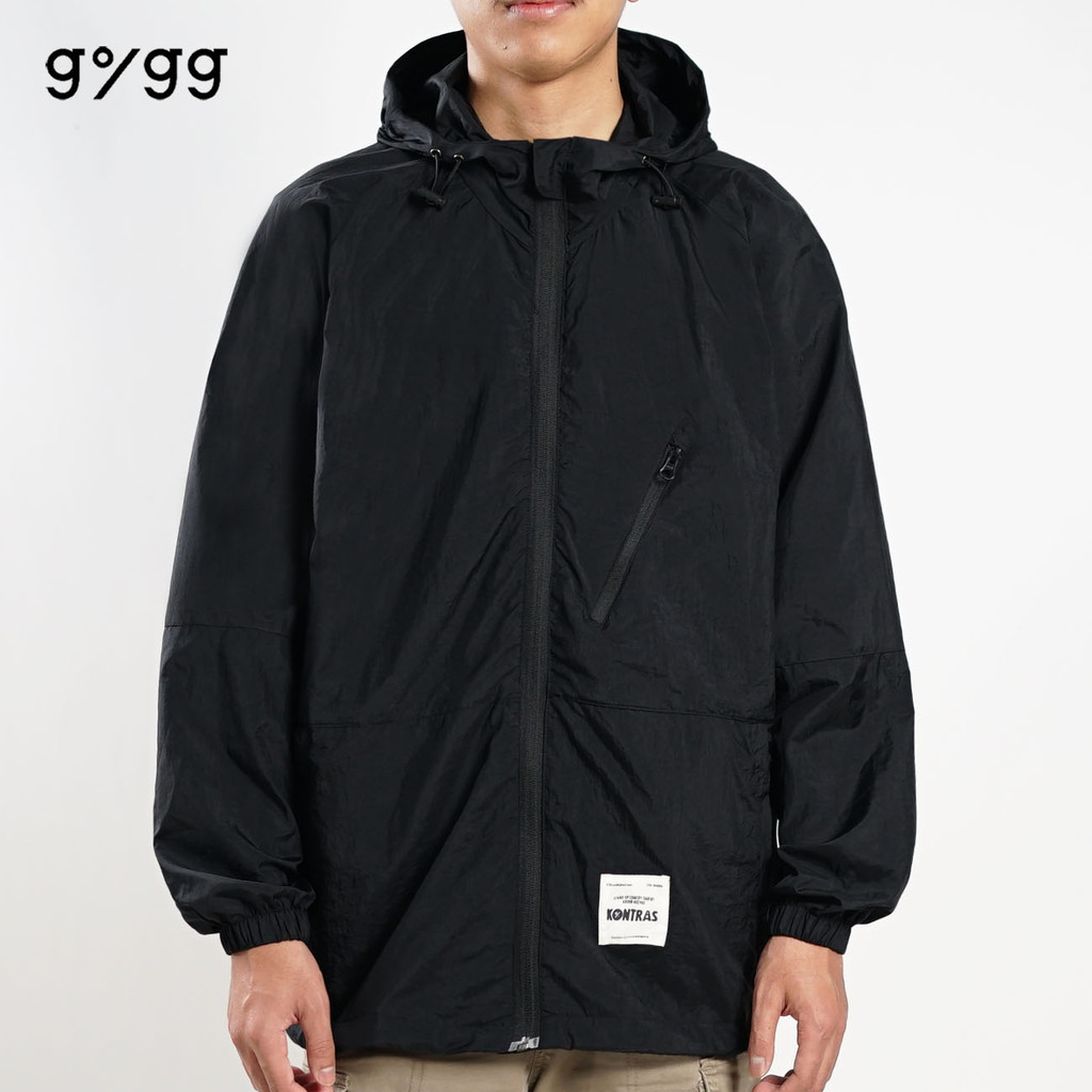 Gigg x Kontras - Gigg x Abdur Arsyad - Black Jacket Packable Cowok - Jaket Casual Parasut Pria