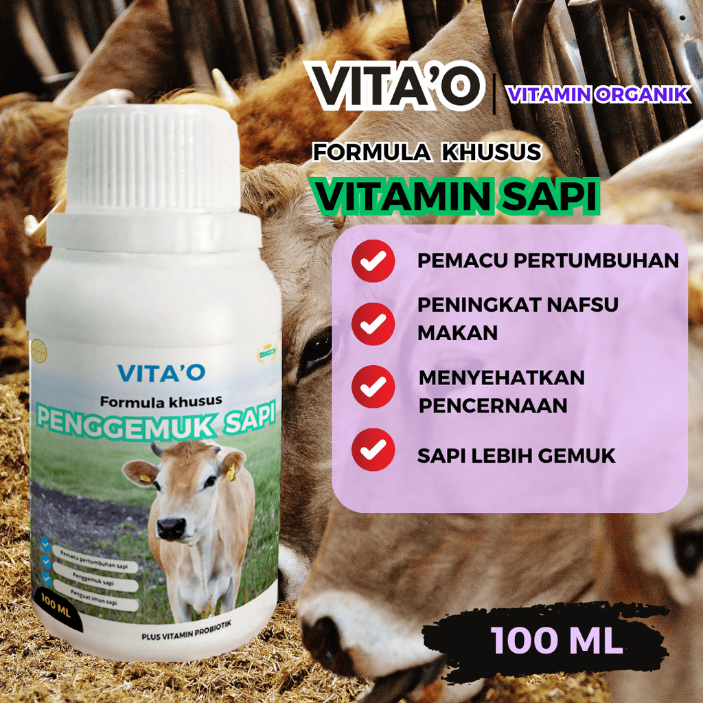 Vitamin organik sapi 100ml Vitamin pertumbuhan dan penambah bobot/penggemukan sapi