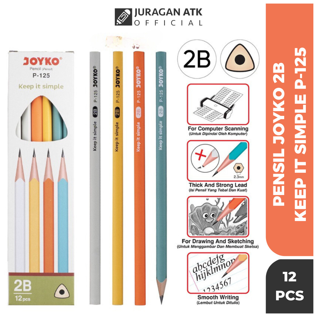 

( 12 Pcs ) Pensil Joyko 2B 1 Box P-125 / Pencil Joyko 2B 1 Pack 12 Pcs